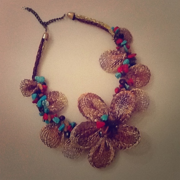 ***traded!!!Necklace (flowers, copper,stones)