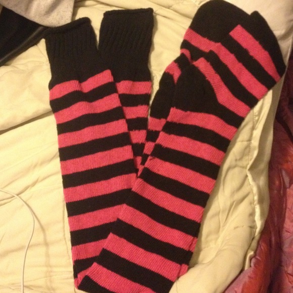 Thigh high striped socks