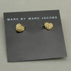 2012 Marc Jacobs crystal heart earrings gold