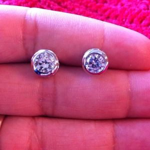 Bezel stud CZ earrings