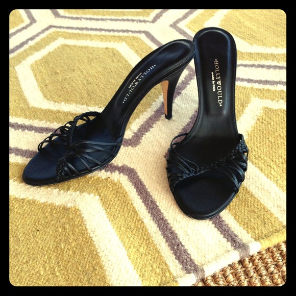 Strappy black italian made open toe heels