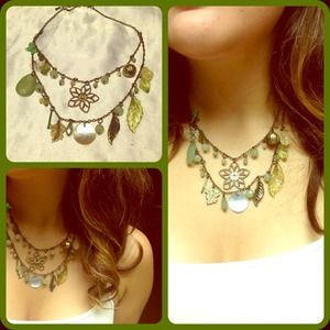 Statement Nature Inspired green necklace
