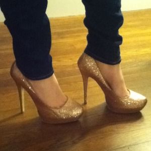 Cute gold sparkly heels **RESERVED**