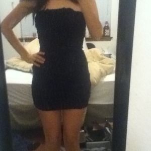 Strapless polka dot dress