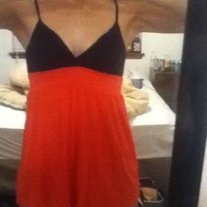 Black and coral spaghetti strap top