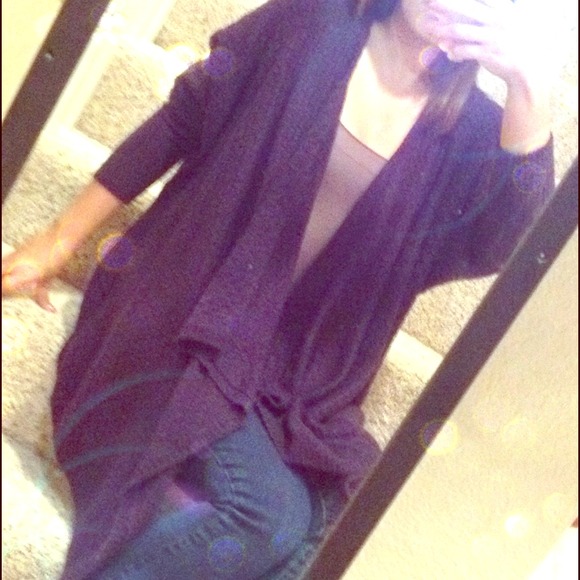 Eggplant Purple Knit Draped Sweater