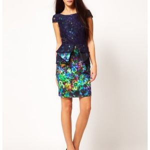 BNWT lace overlay peplum dress ASOS
