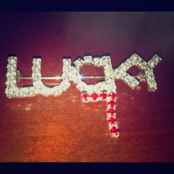 'Lucky 7' Rhinestone Brooch