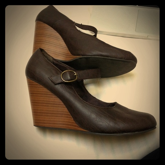Brown Mary Jane Wedges