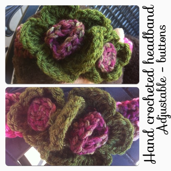 Green/pink flower headband