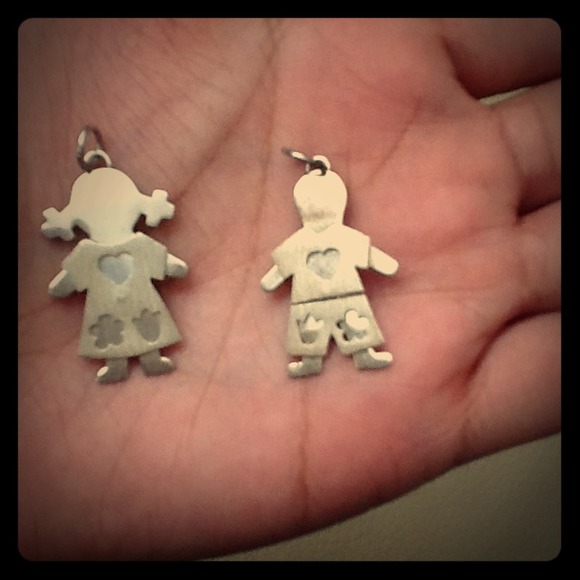 *SOLD**.925 silver pendant boy and girl.