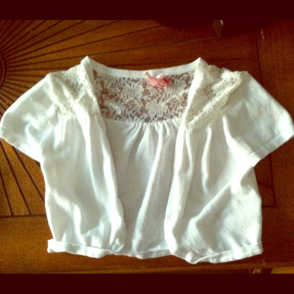 Cropped White Laced Cardigan