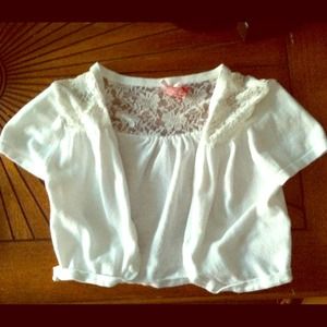 Cropped White Laced Cardigan