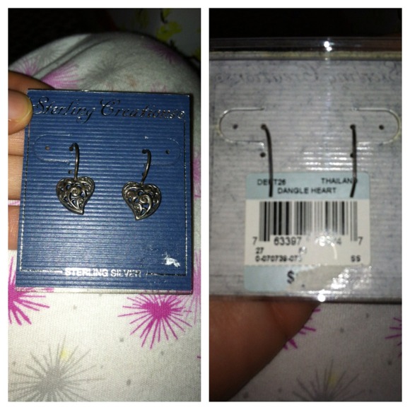Dangle heart earrings sterling silver