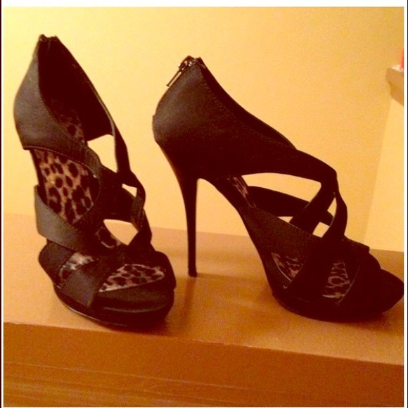 Satin Finish Black Heels