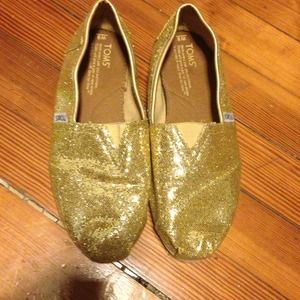 Gold sparkly Toms