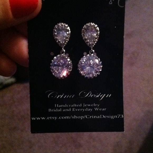 SOLD Handcrafted teardrop bridal earrings