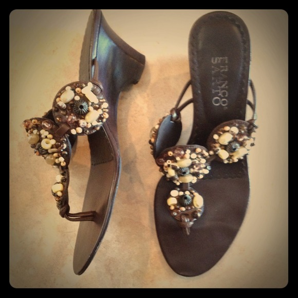 Franco Sarto Beaded Wedge Sandals