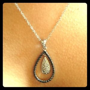 Real Black diamond silver necklace