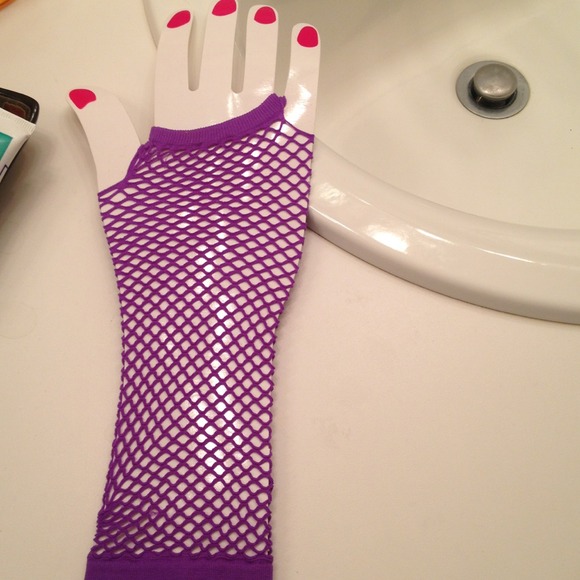 Fishnet Fingerless Elbow Length $soldpink/yellow - Picture 4 of 4