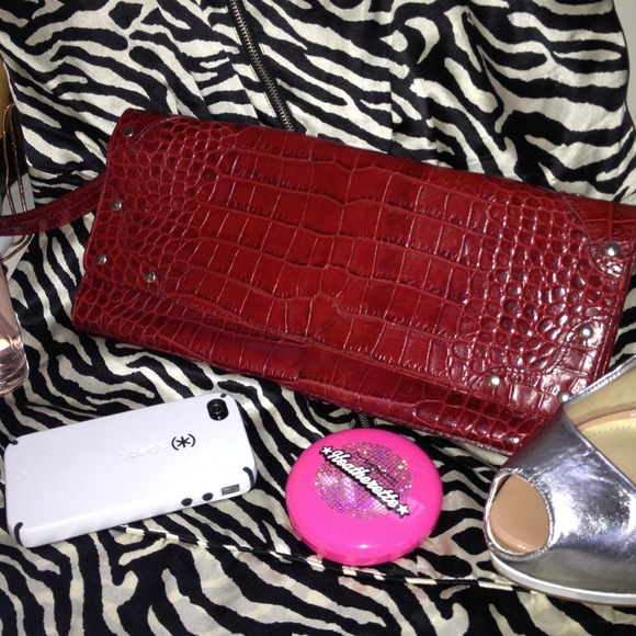 Claudia FIRENZE red croc embossed red leather bag