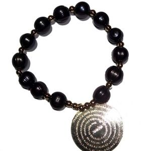 Black Fresh water Pearls Padre Nuestro bracelet