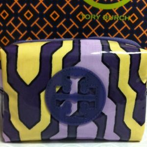 Tory Burch makeup bag. Purple and yellow!!