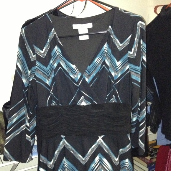 Evan picone zigzag Dress blue white and black