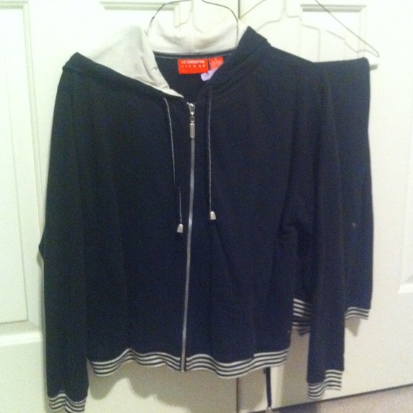Black Liz Claiborne two piece jogging suit.