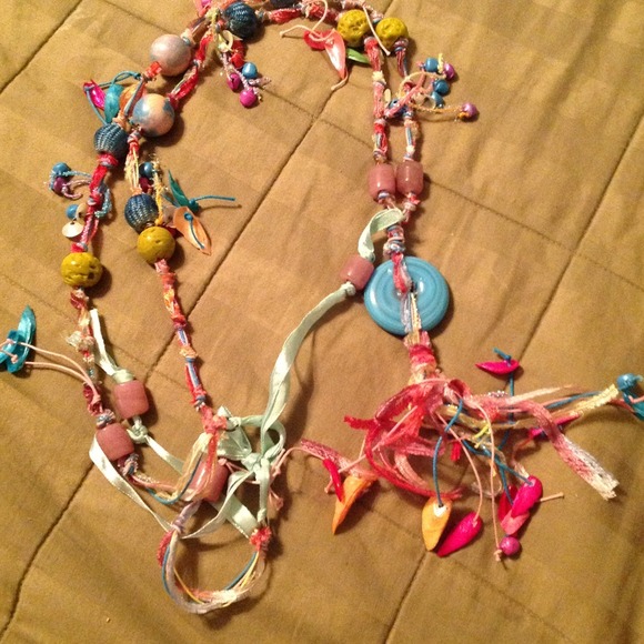 Long brightly colored necklace