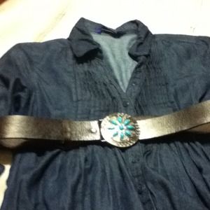 Brown Leather Belt with Accent