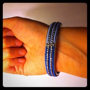 Metal and bead bangle bracelet