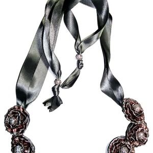 Deluxe Light Rose 9 Upcycled Rosa bib necklace