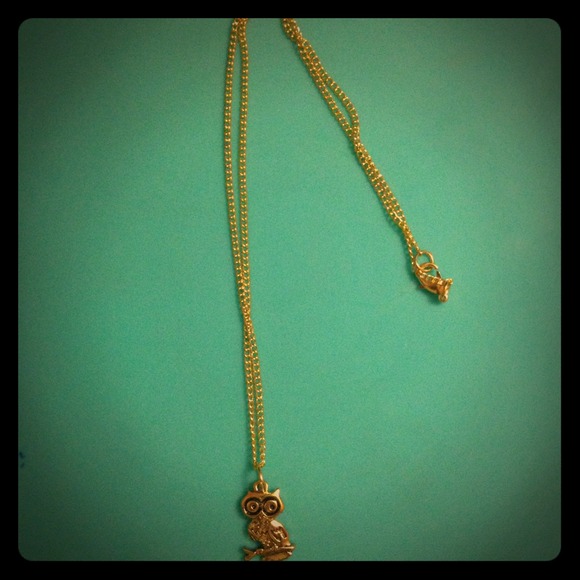 Vintage gold owl necklace