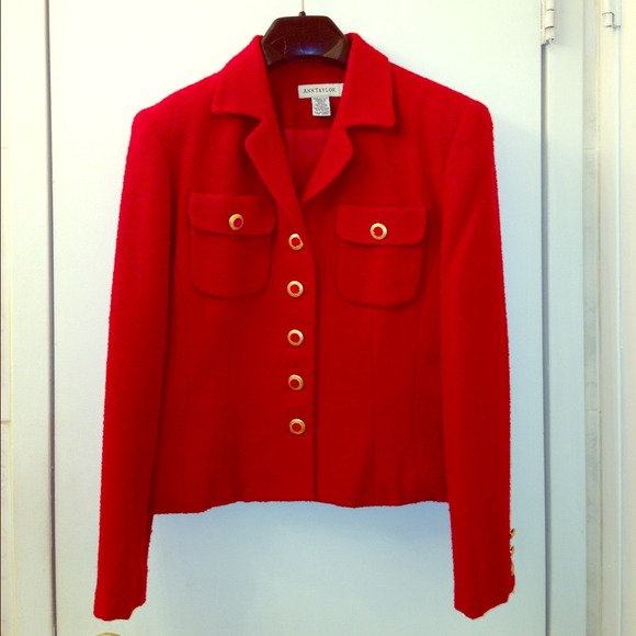 Ann Taylor Red Boucle Jacket