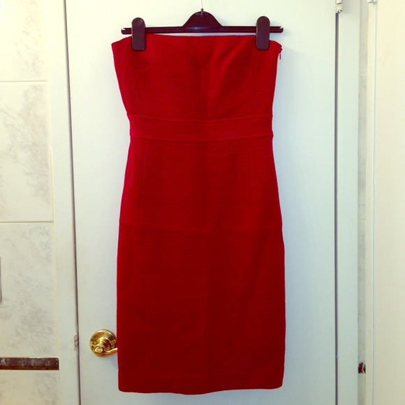 Jcrew Red Strapless Dress