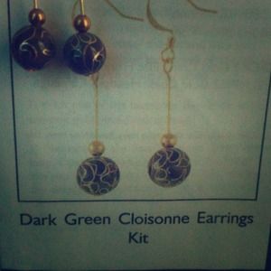 Dark Green Cloisonne Earrings