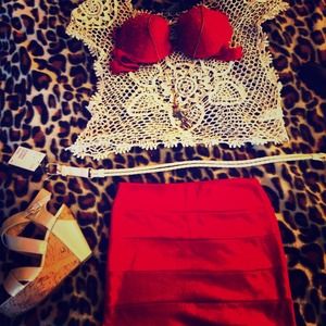 Red mini skirt S Red mini skirt S