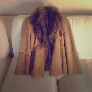 New York and Company tan leather coat