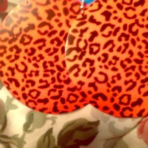Orange cheetah print big earrings