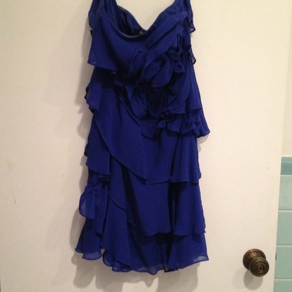 REDUCED Express blue cocktail dress with ruffles