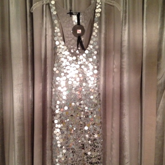 **SOLD** Silver sequin cocktail dress