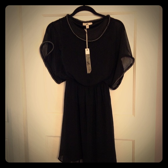 Hidden Pearls Black Party Dress