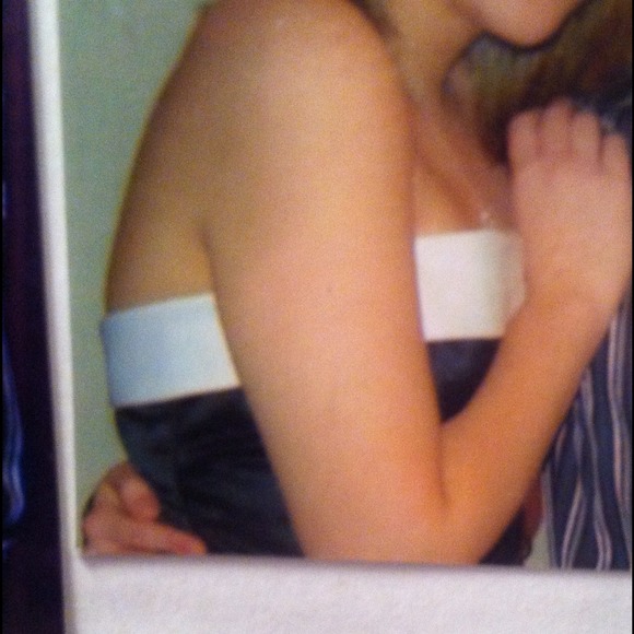 SOLD!! Black strapless satin dress - Picture 2 of 4