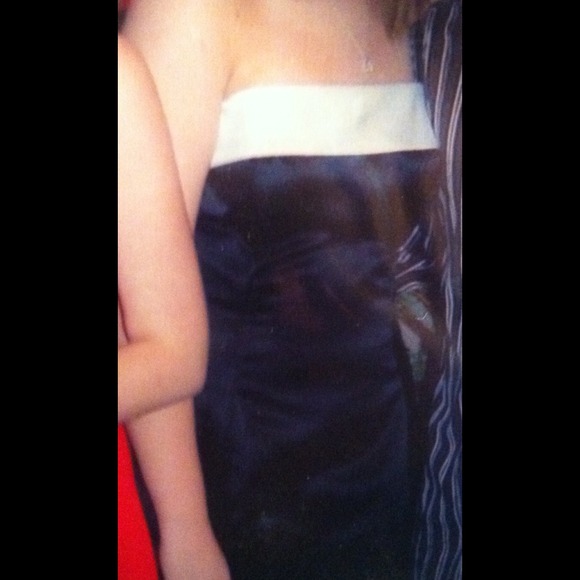 SOLD!! Black strapless satin dress - Picture 3 of 4