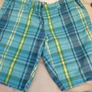 Plaid blue and yellow shorts