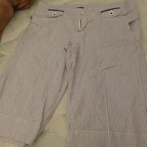 Striped shorts with blue stripes