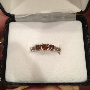 Genuine cognac diamond ring