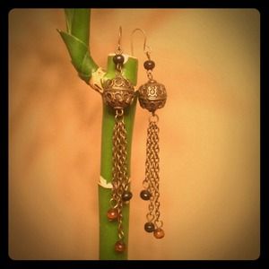 Long metal earrings