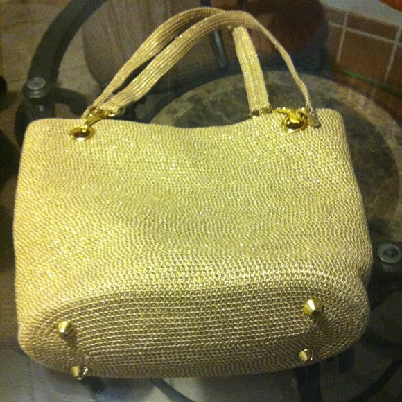 Gold and tan purse
